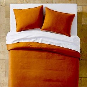 Full/Queen Heavyweight Linen Blend Duvet Cover & Sham Set Warm Brown - Casaluna